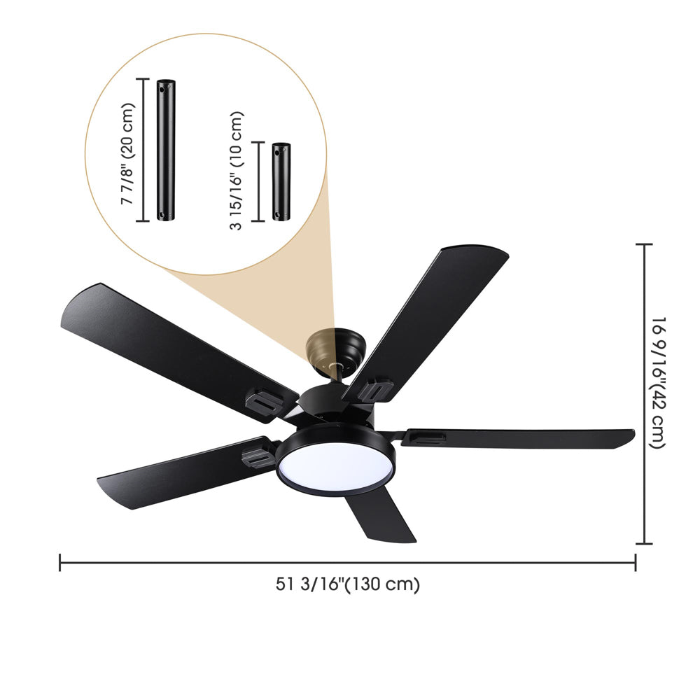 Yescom 52 Ceiling Fan with 3 Lights Remote 5-Blade