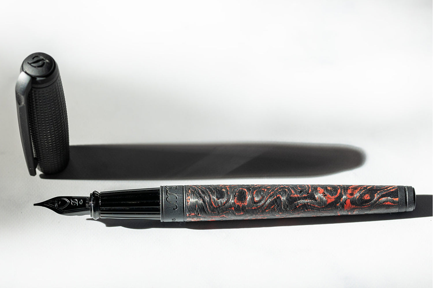 S.T. Dupont Line D Large Carbon Fountain Pen - Fiery Lava