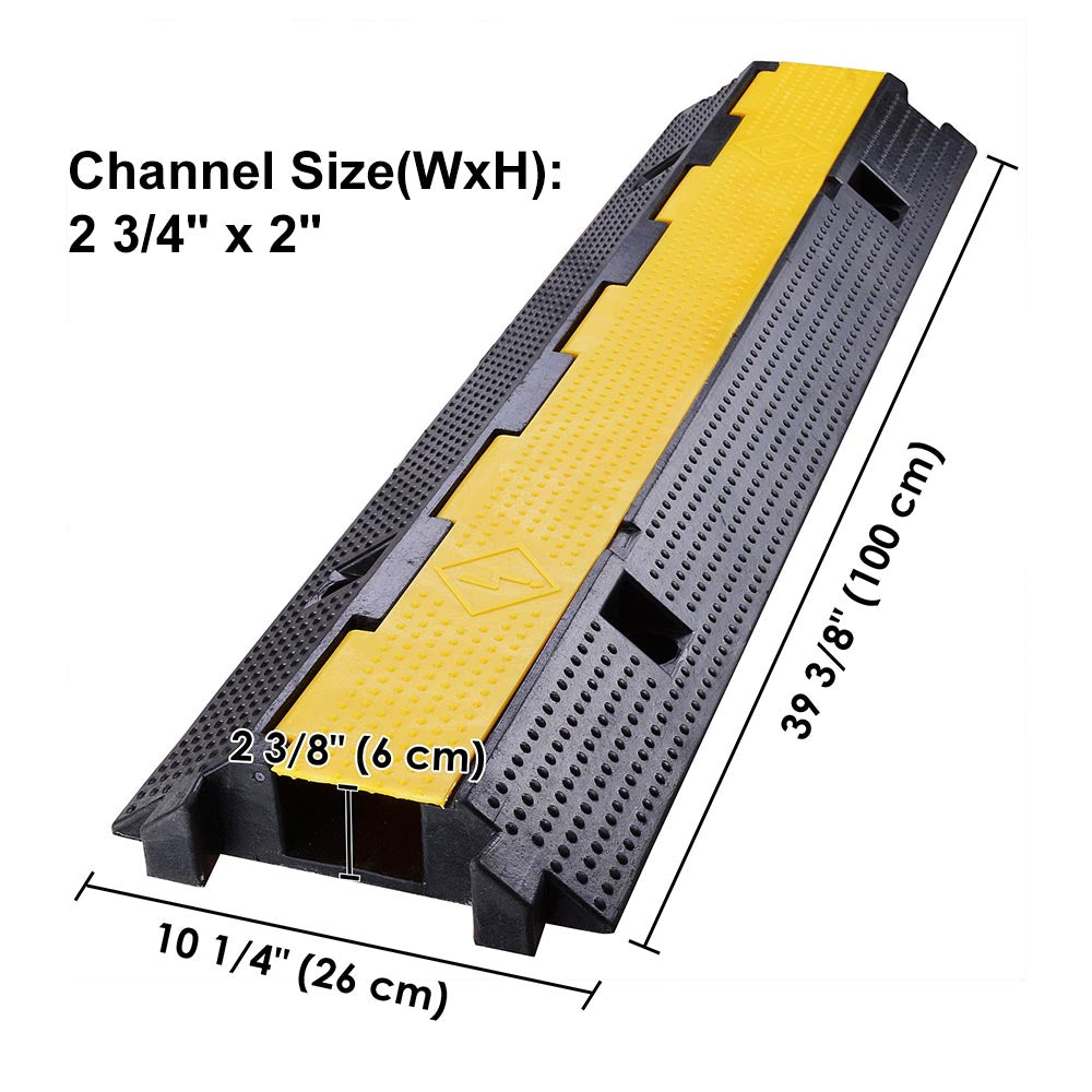 Yescom Cable Ramp Protector Rubber Cable Cover 1-Channel for 2 Cables