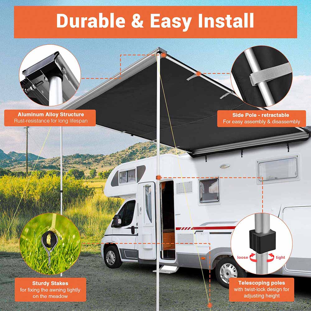 Yescom Awning 6' 7 x 8' 2 Vehicle Rooftop Side Tent Shade