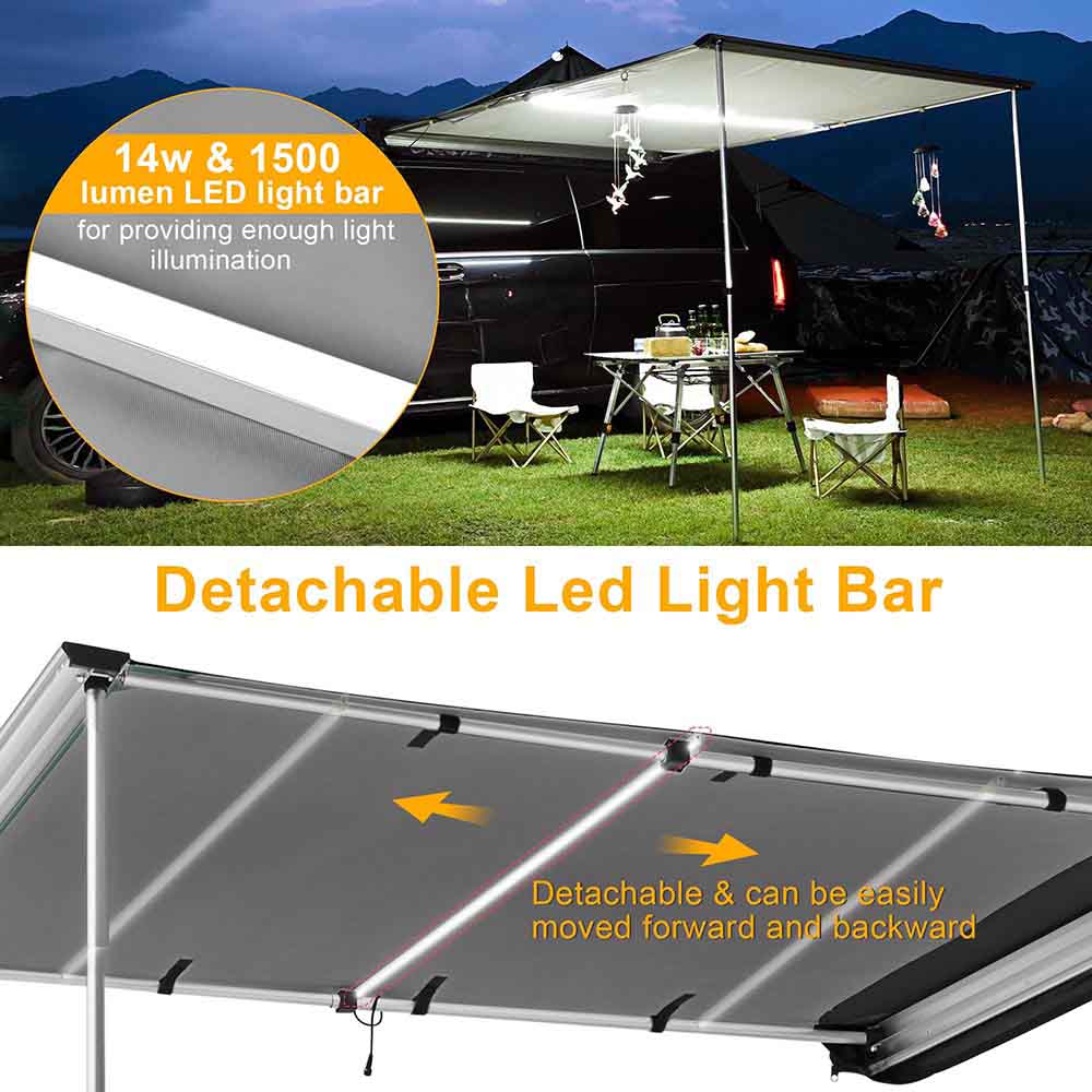 Yescom Awning with LED Light 8.2' x 7.6' Car Side Awning