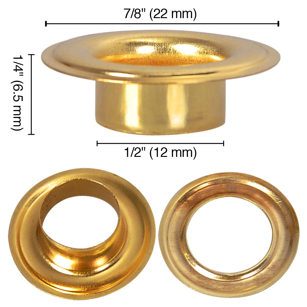 Yescom 1/4 3/8 1/2 #0 #2 #4 Grommet & Washer Brass/ Nickel