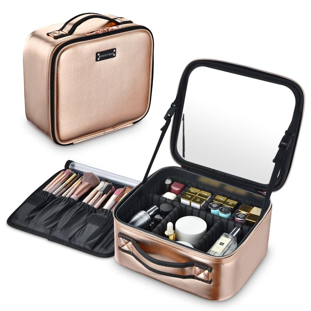 Byootique Gold 10 Cosmetic Makeup Case with Mirror