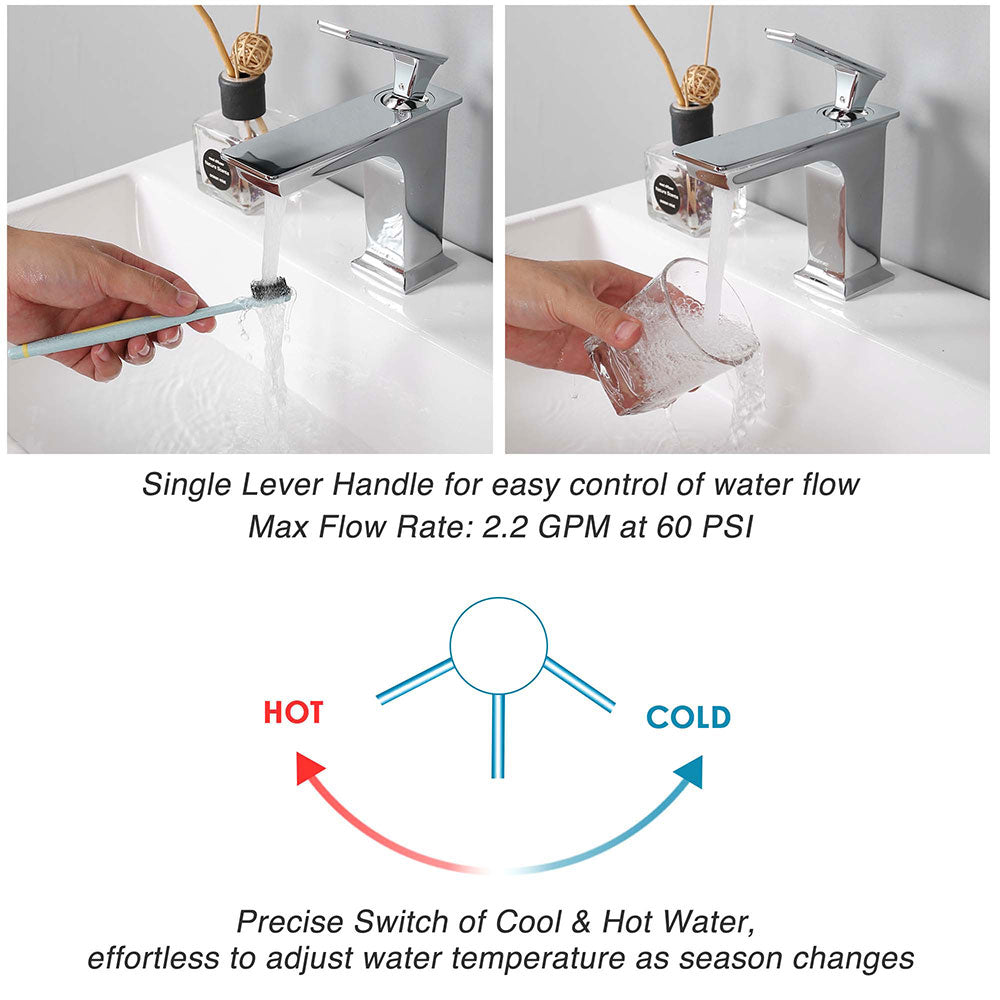 Aquaterior Bathroom Sink Faucet 1-Handle Cold & Hot, 6.7H