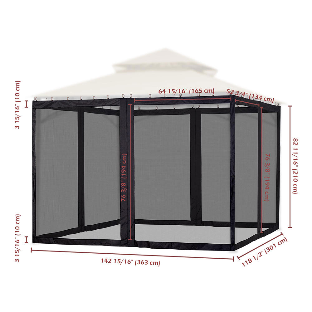 Yescom 41.2'R x 6.4'H Gazebo Mosquito Netting for 12'W x 10'D Gazebos