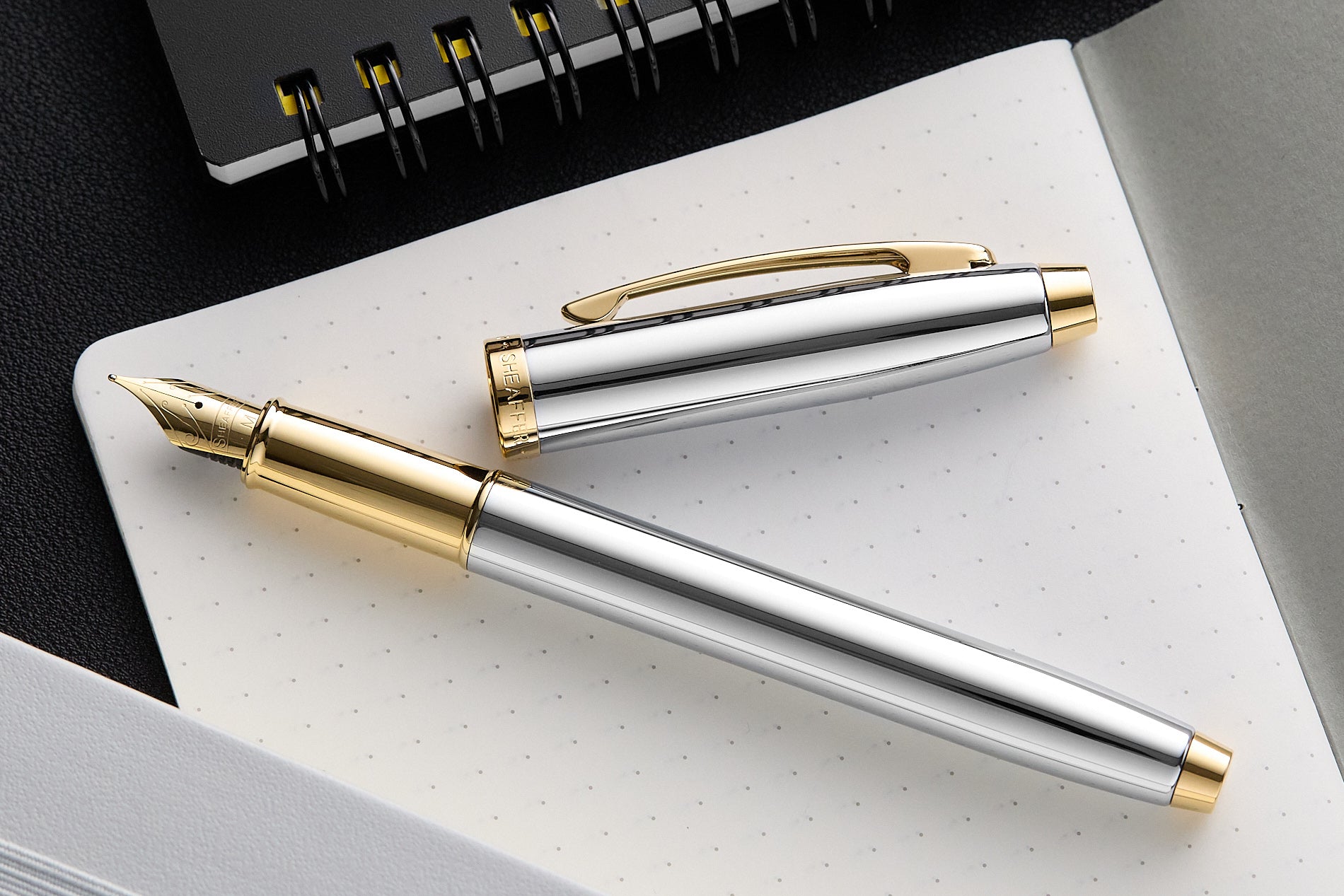 Sheaffer 100 Fountain Pen - Bright Chrome/Gold