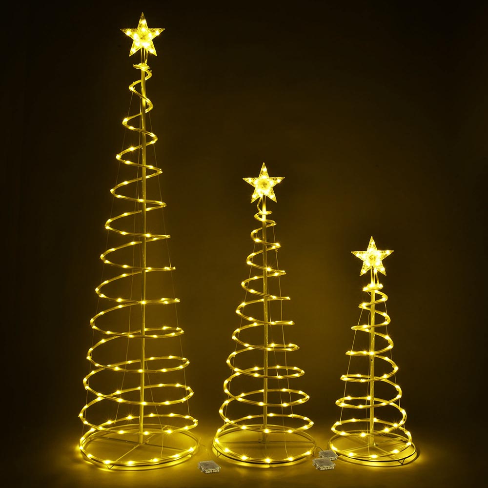 Yescom Lighted Spiral Christmas Trees 6' 4' 3' Battery Powered