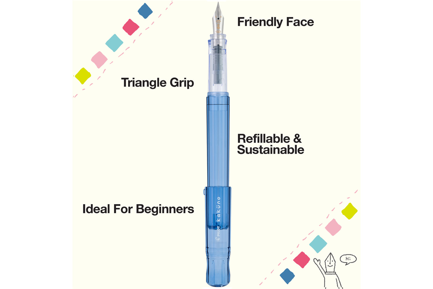 Pilot Kakuno Fountain Pen - Translucent Blue