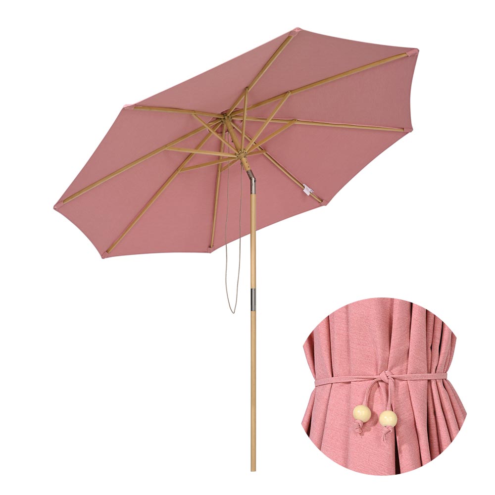 Yescom 9ft Patio Wood Market Umbrella Acrylic Fabric Tilt