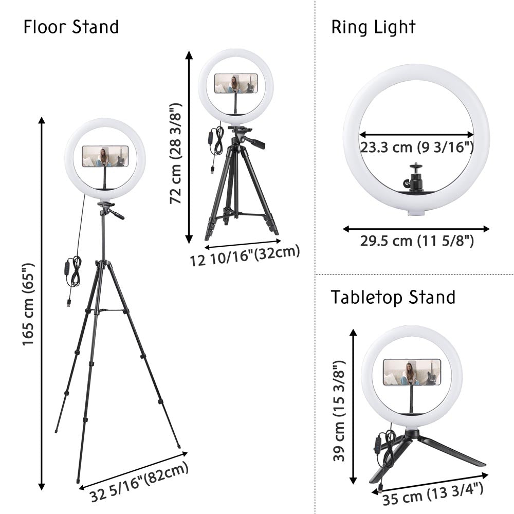 Yescom 12 Ring Light w/ Stand, Ball Head, Phone Holder Sociallight