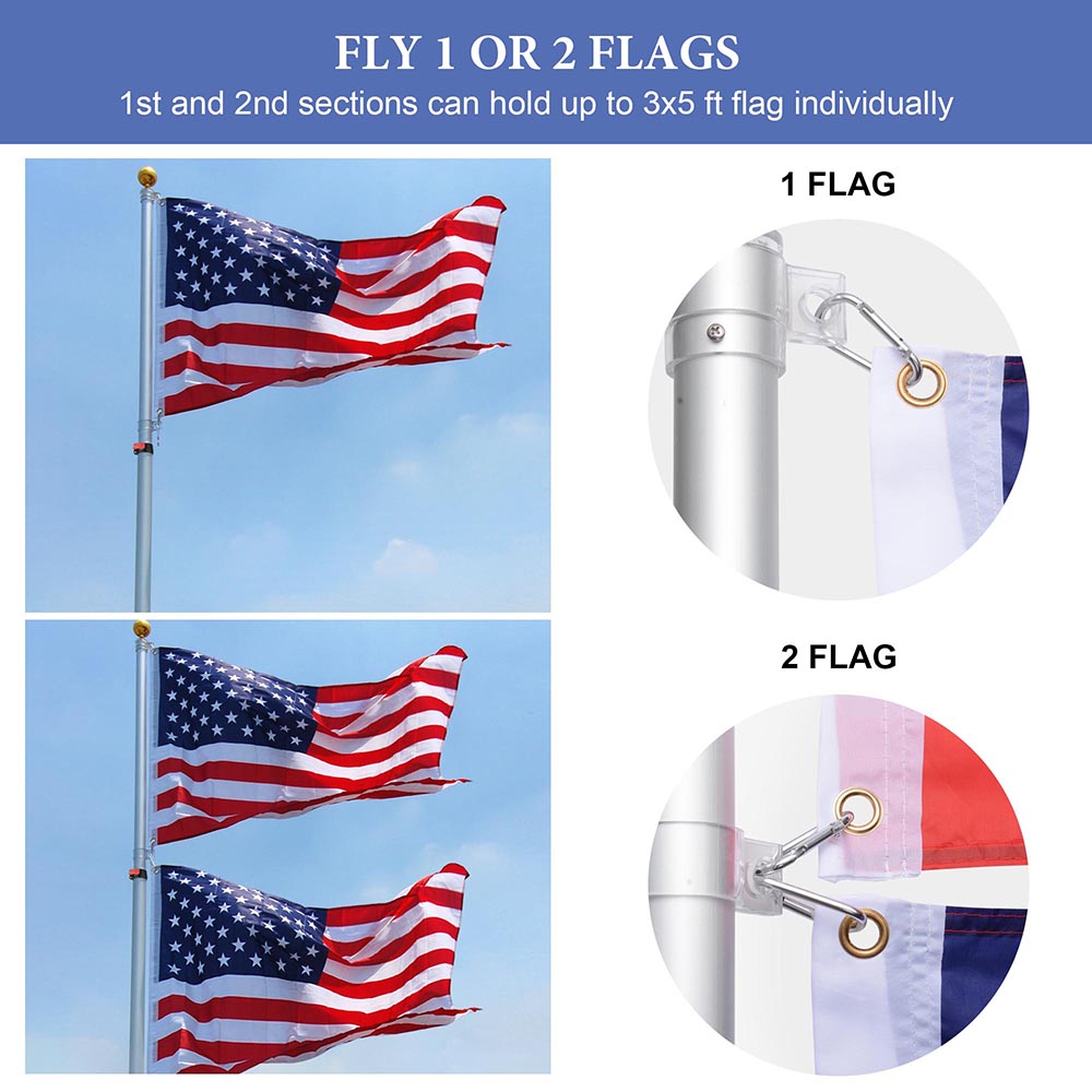 Yescom 20' Telescopic Flag Pole and Flag Kit with Regal Eagle