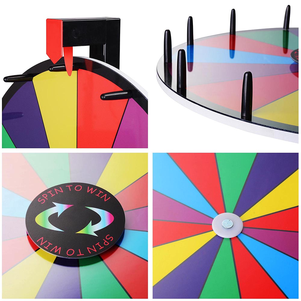 WinSpin 18 Tabletop Prize Wheel Dry Erase, Dark Rainbow