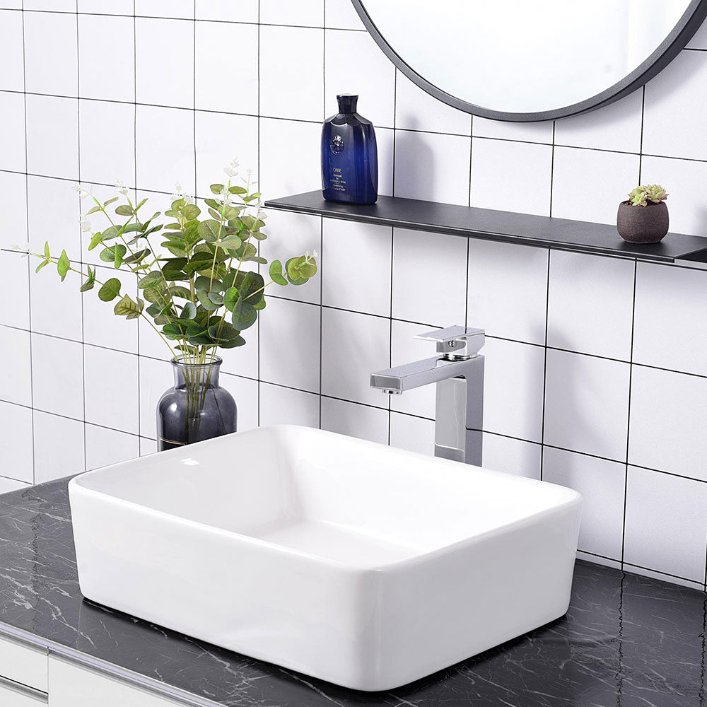 Aquaterior Bathroom Vessel Faucet Square Cold & Hot 10.4H