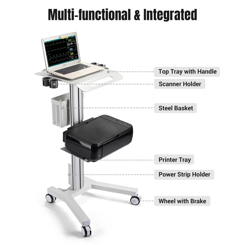 Yescom Rolling Laptop Cart with Power Outlet