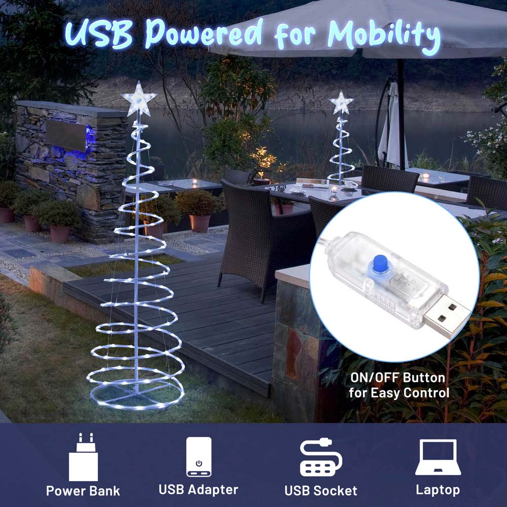 Yescom 5' Lighted Spiral Christmas Tree USB Powered