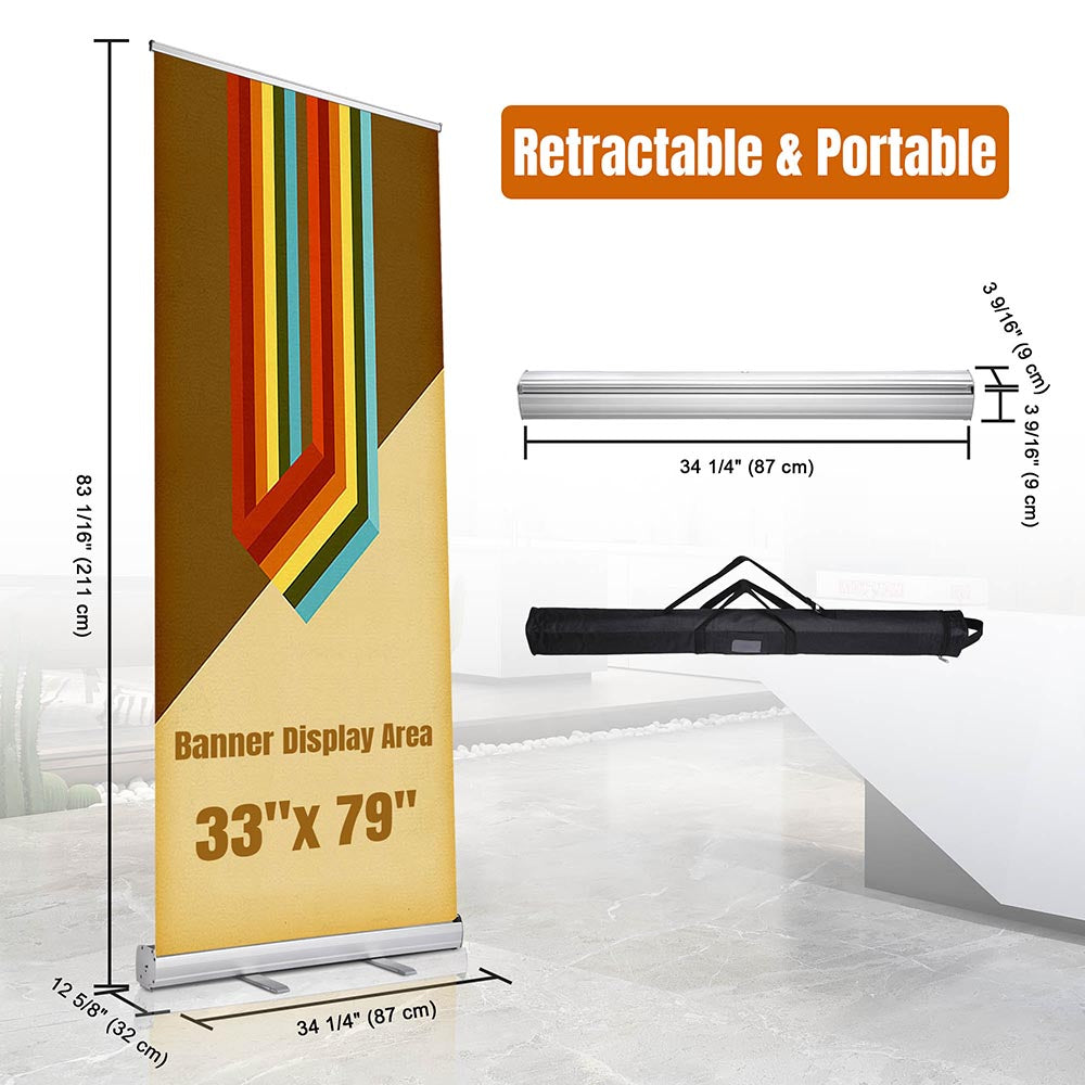 Yescom Aluminum Retractable Banner Stand 33 x 79 in