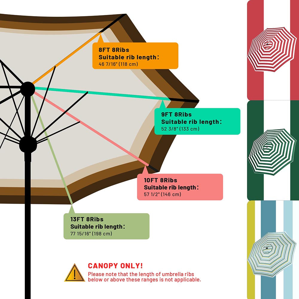 Yescom 9' 8-Rib Outdoor Market Umbrella Replacement Canopy (Preorder)