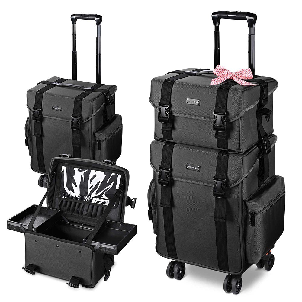 Byootique 2 in 1 Rolling Makeup Suitcase with Drawers Nylon