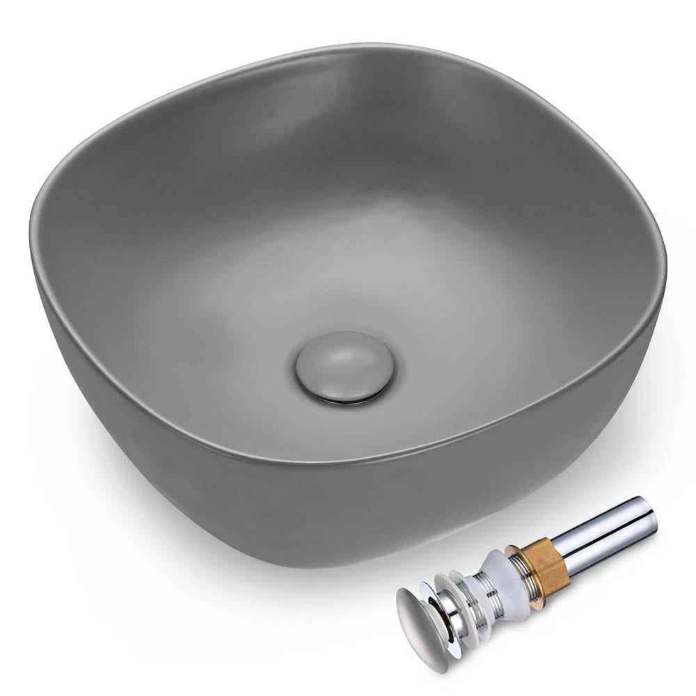 Aquaterior 16 Above Counter Bathroom Sink Bowl Gray