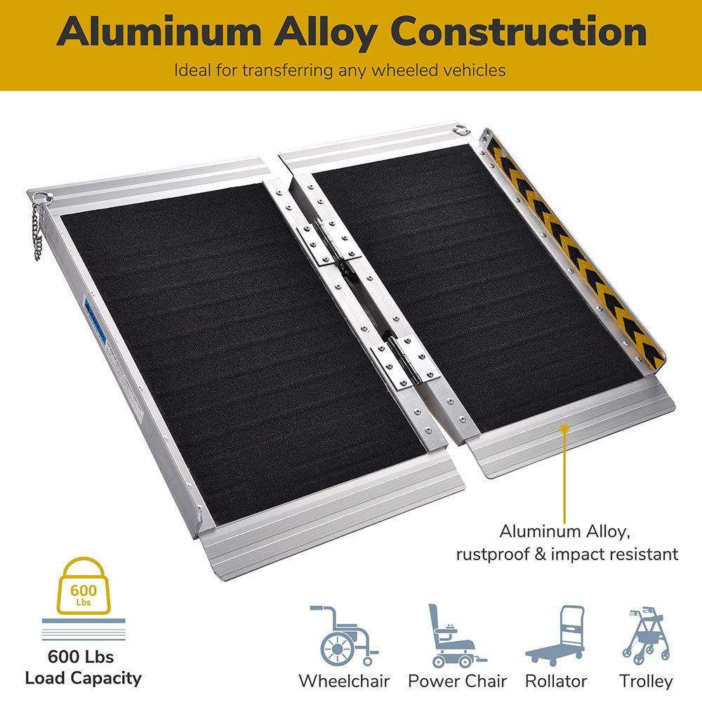 Yescom Wheelchair Ramp 600lb Capacity 2'x29 Aluminum w/ Non-Slip Surface