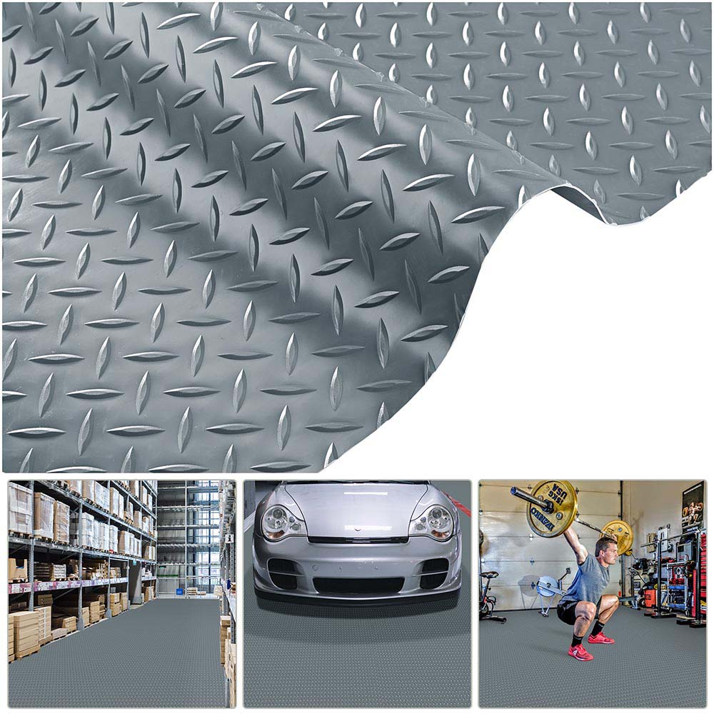 Yescom Garage Floor Mat Vinyl Roll Diamond Gray