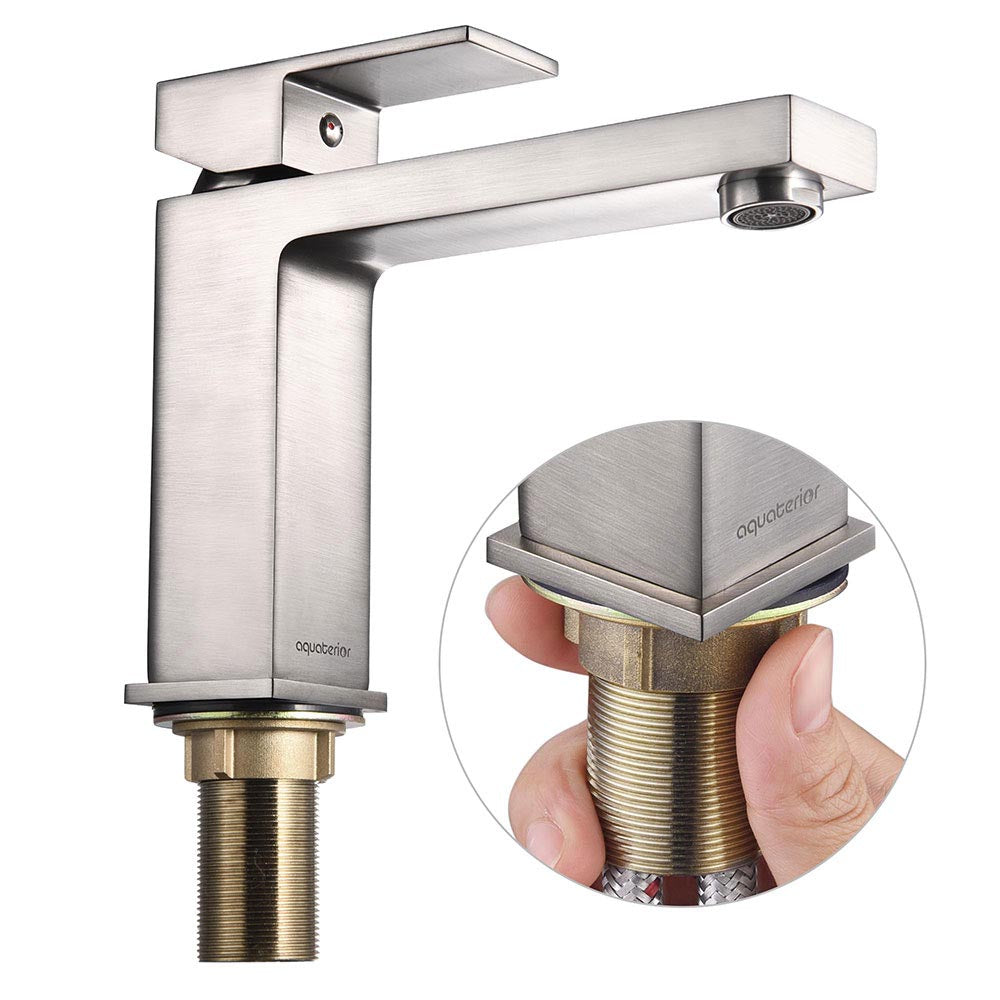 Aquaterior 6.5 Bathroom Faucet Single Handle Brushed Nickel