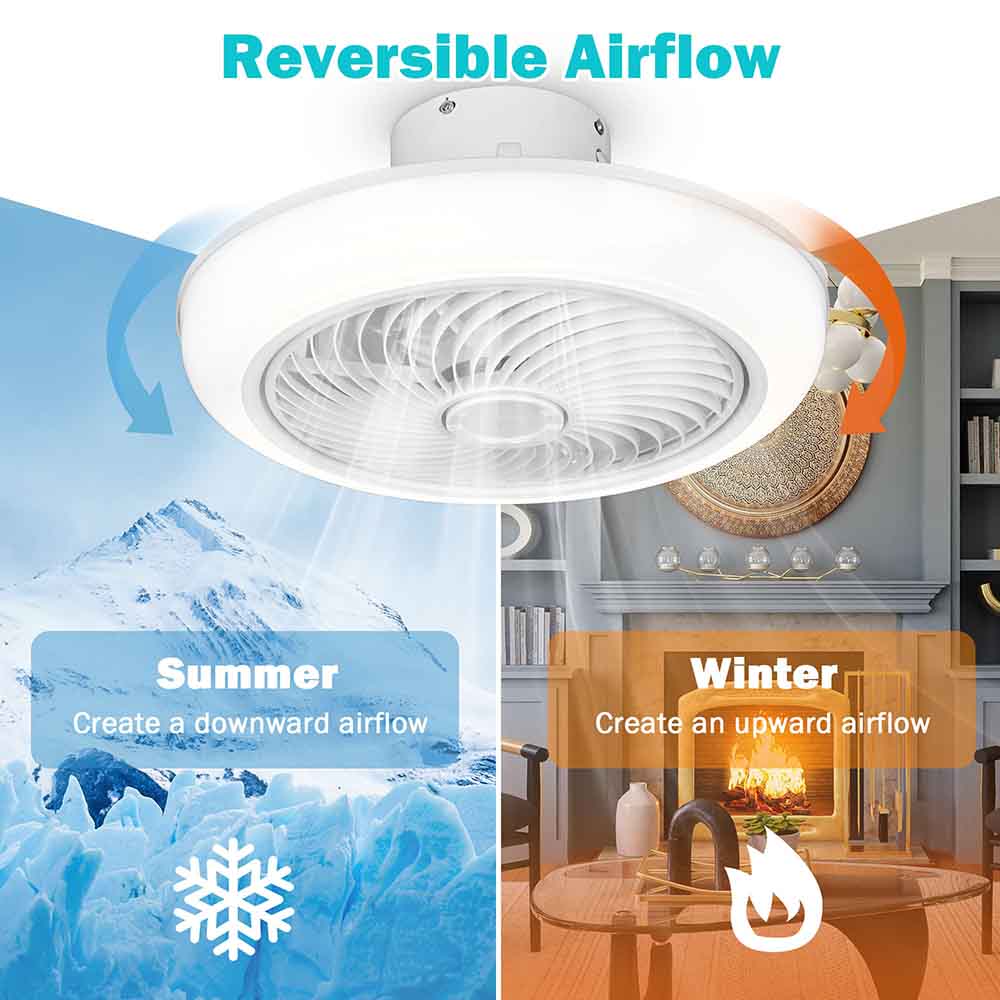 Yescom 18 Enclosed Ceiling Fan with Light Remote APP Control