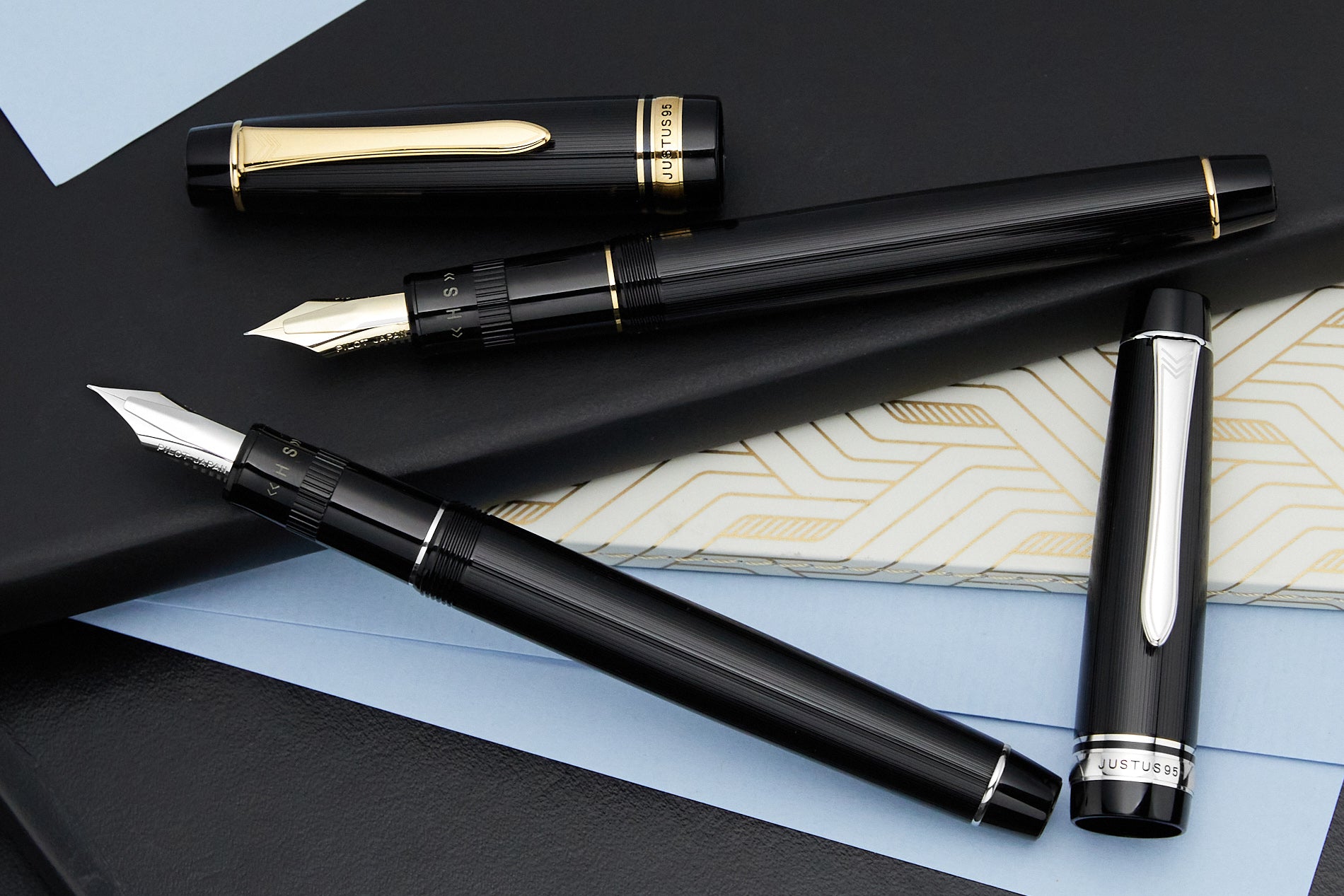 Pilot Justus 95 Fountain Pen - Black/Rhodium