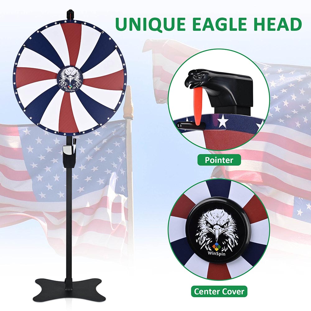 WinSpin 24 Floor Stand Tabletop Prize Wheel Bald Eagle Head