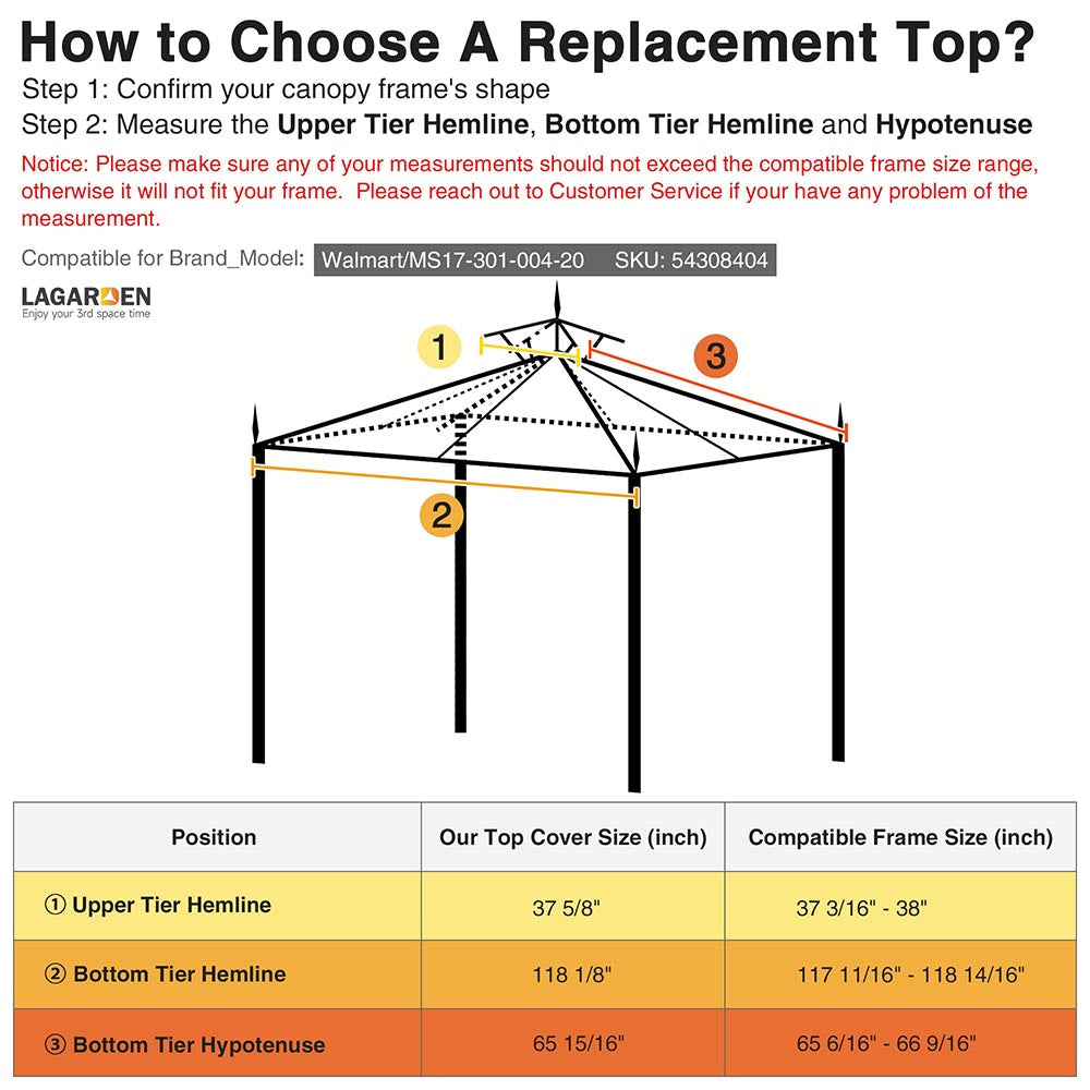 Yescom 10' x 10' Beige Gazebo Canopy Replacement Top 2-Tier