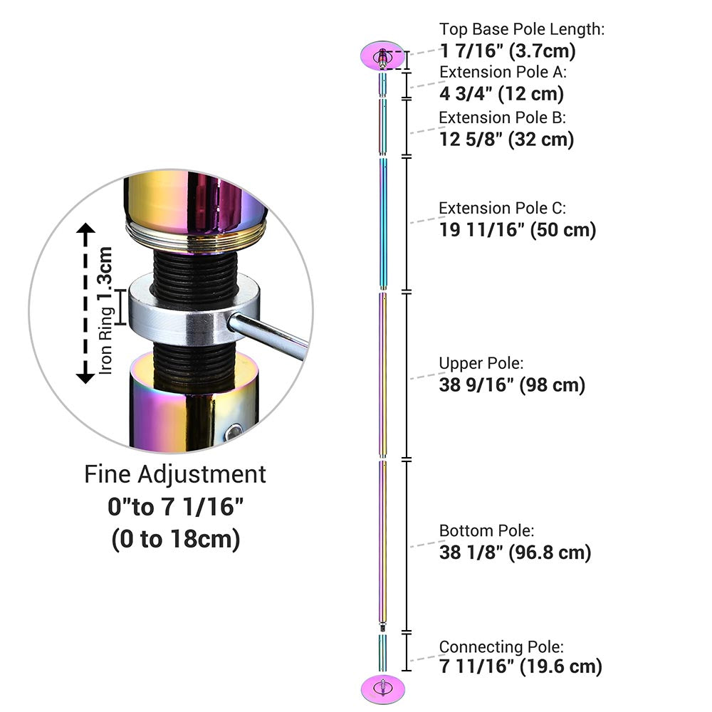 Yescom 10.8ft Colorful Portable Spinning Pole D45mm (Preorder)