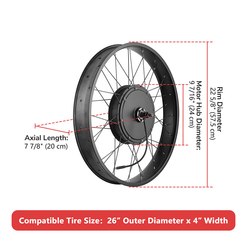 Yescom 26 Electric Bicycle Motor Front Wheel Fat Tire Kit 48v 1000w