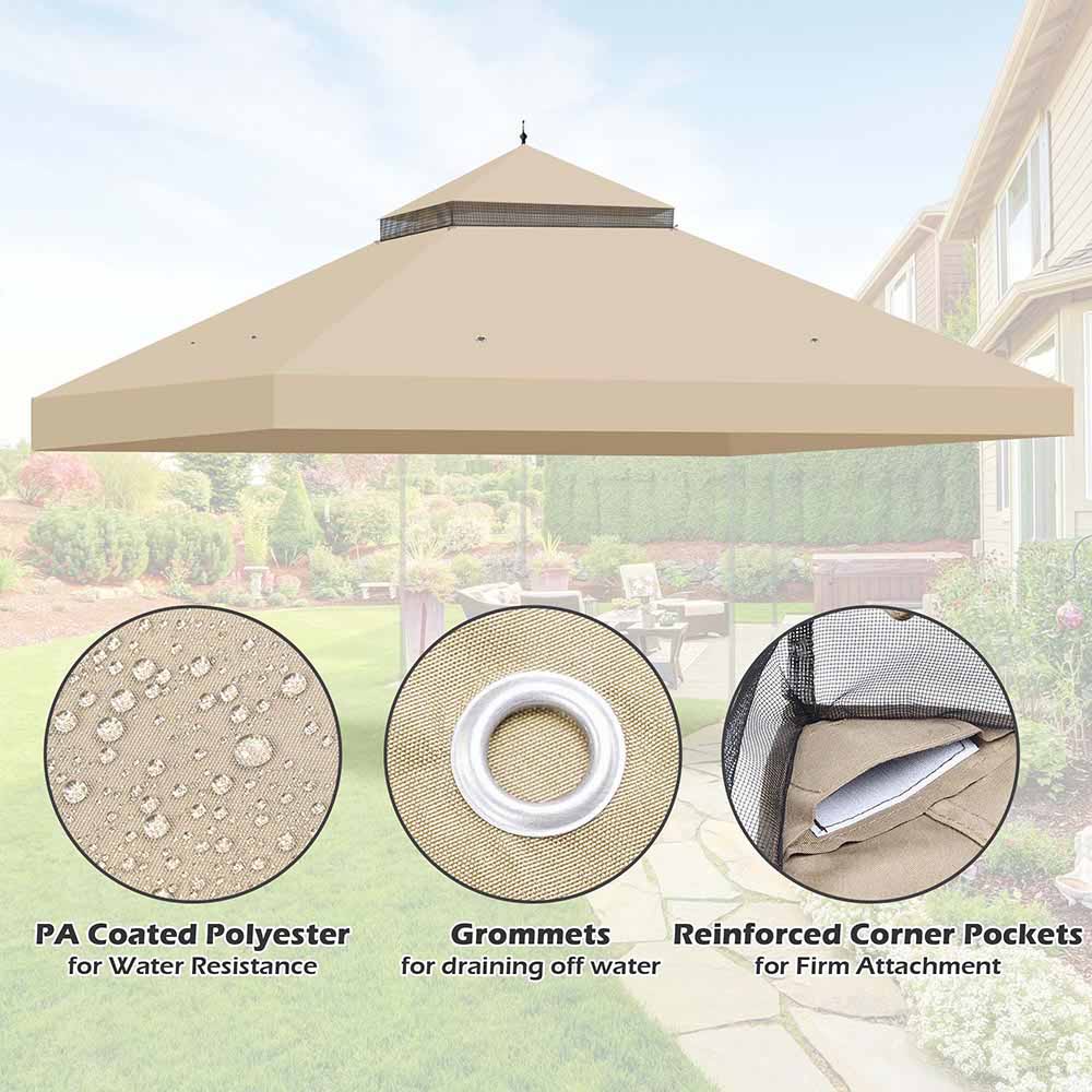 Yescom 10x12ft Gazebo Replacement Canopy 2-Tier