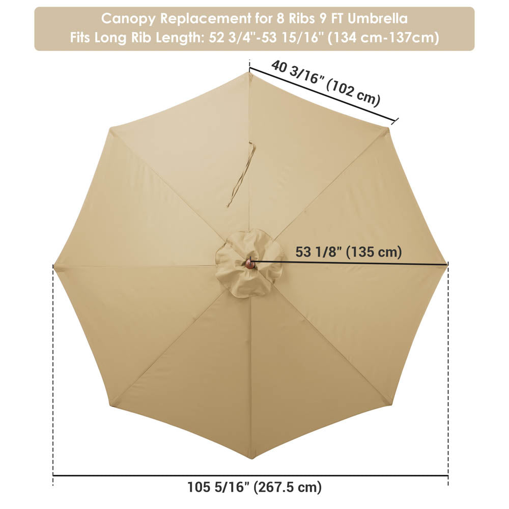 Yescom 9' 8-Rib Outdoor Market Umbrella Replacement Canopy (Preorder)