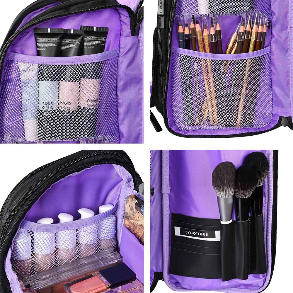 Byootique 2in1 Rolling Makeup Case with Backpack Detach Trolley