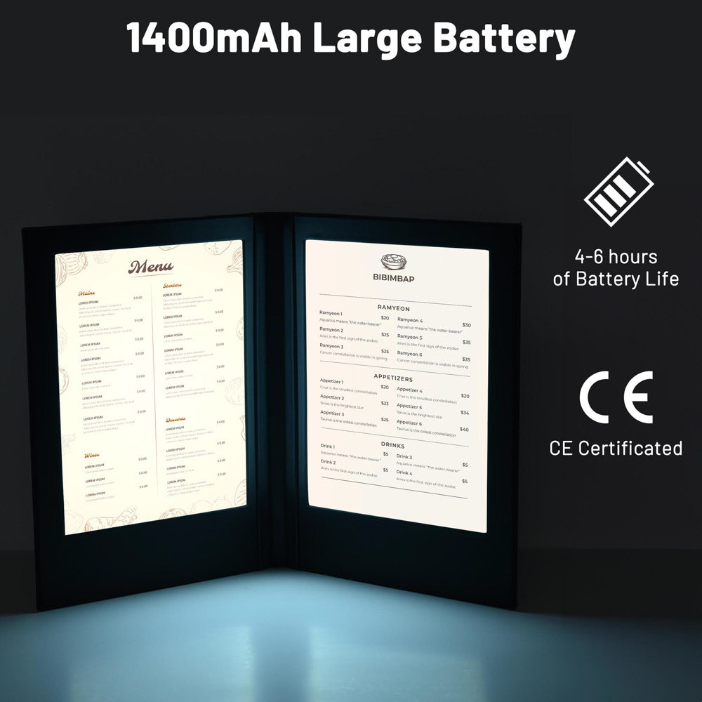 Yescom LED Menu Cover Backlit Menu Holder Double Page 7x5.5in