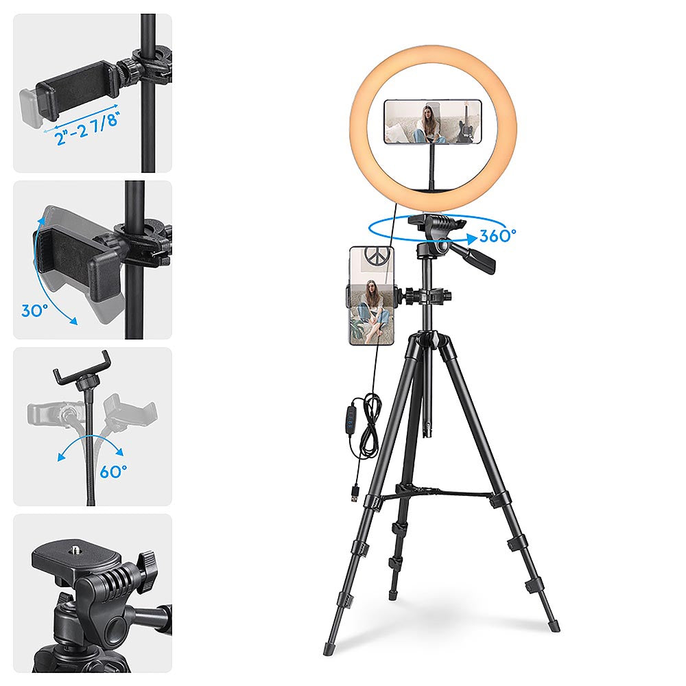 Yescom 12 Ring Light w/ Stand, Ball Head, Phone Holder Sociallight