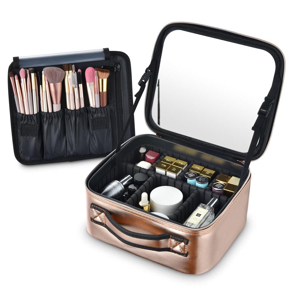 Byootique Gold 10 Cosmetic Makeup Case with Mirror