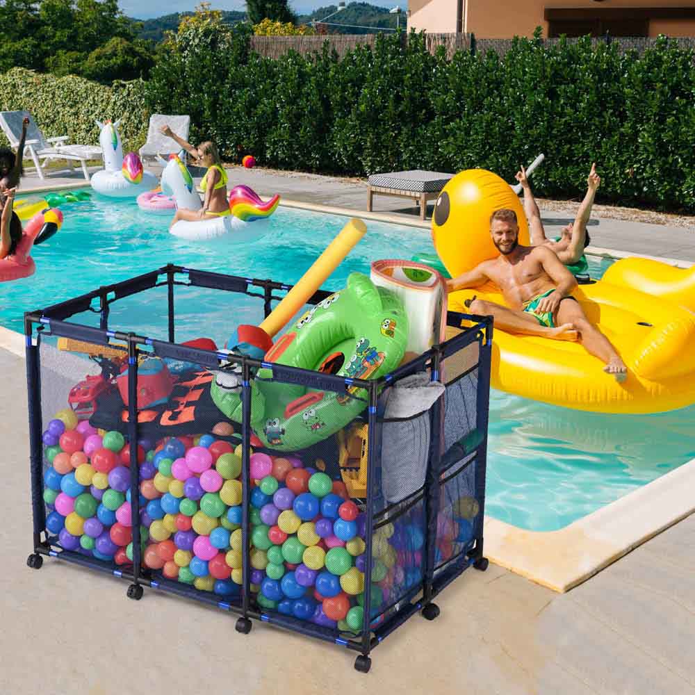 Yescom Pool Float Storage Outdoor Rolling Bin 48x30x34