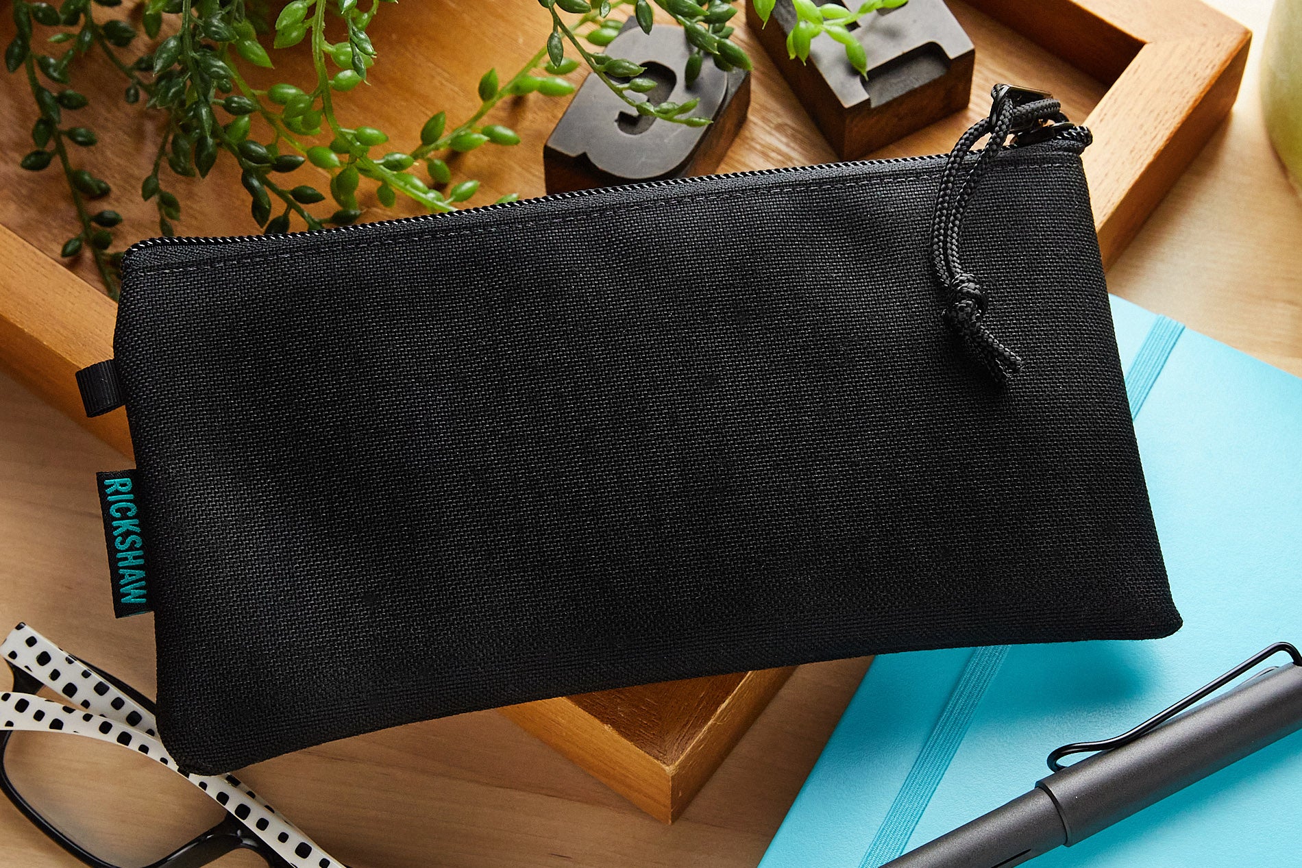 Rickshaw Bagworks Plush Pen/Gadget Pouch - Black/Peacock