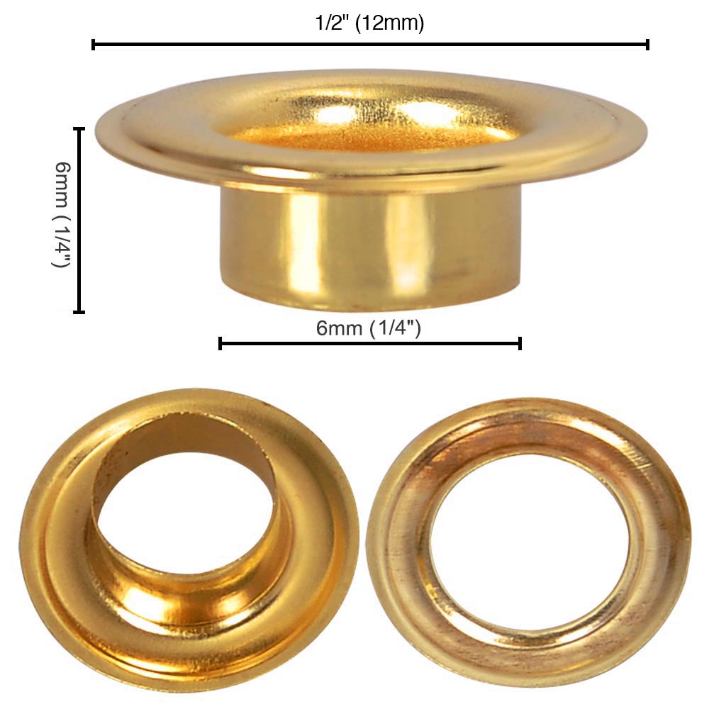 Yescom 1/4 3/8 1/2 #0 #2 #4 Grommet & Washer Brass/ Nickel