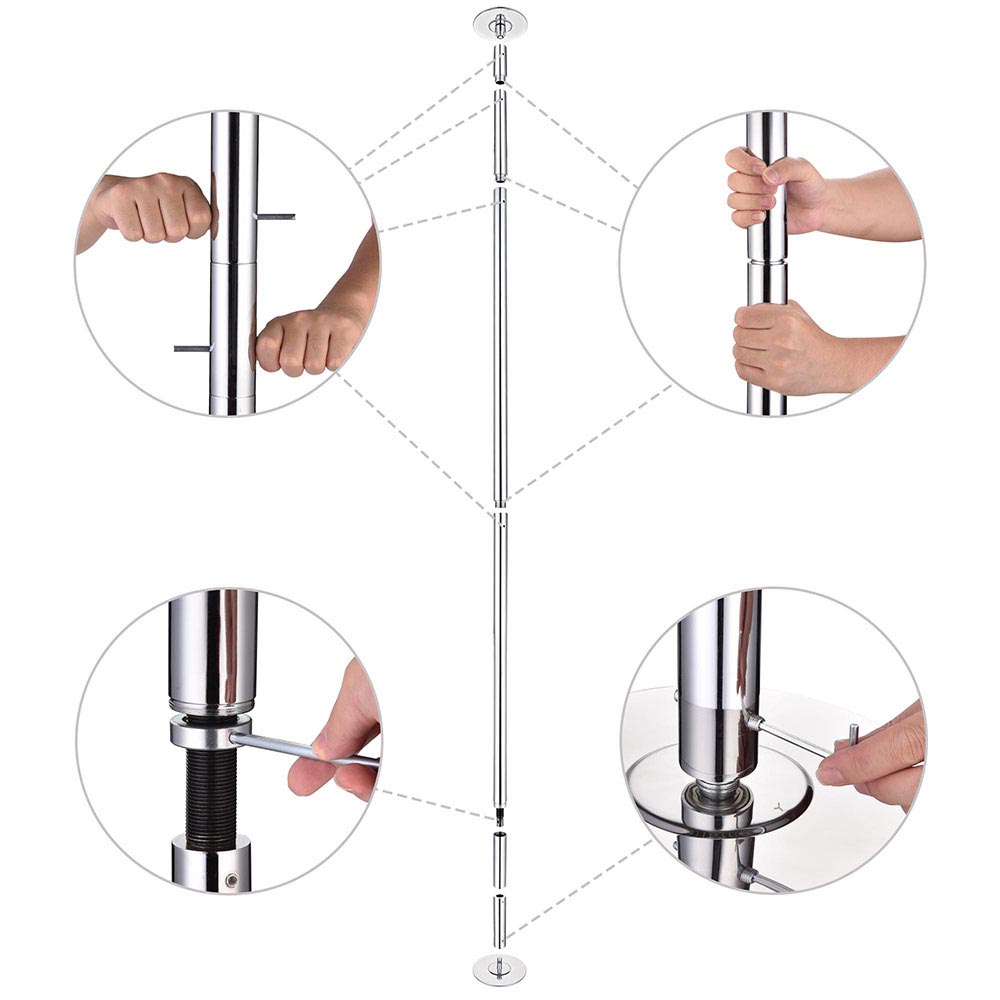 Yescom Spinning Static Removable Dance Pole D45mm 9ft