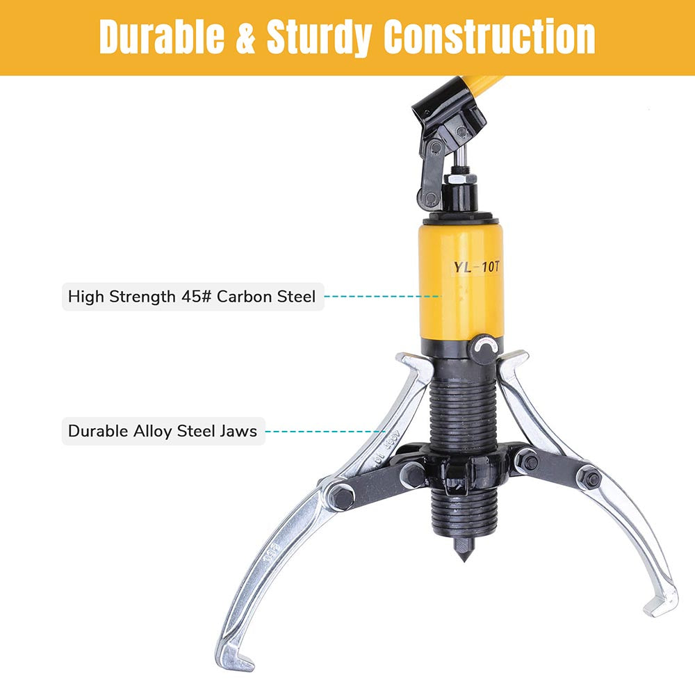 Yescom 3in1 Hydraulic Gear 3 Jaws Puller Set 10-ton w/ Case