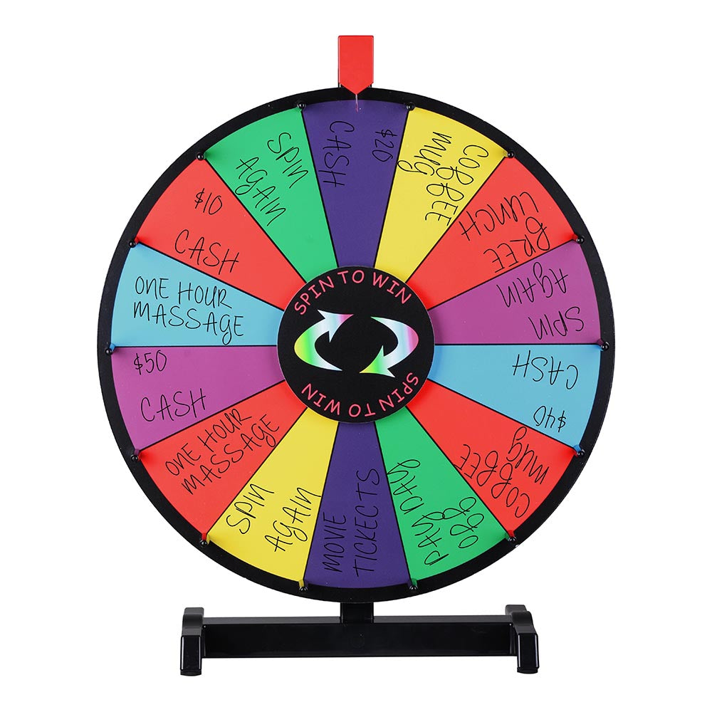 WinSpin 18 Tabletop Prize Wheel Dry Erase, Dark Rainbow