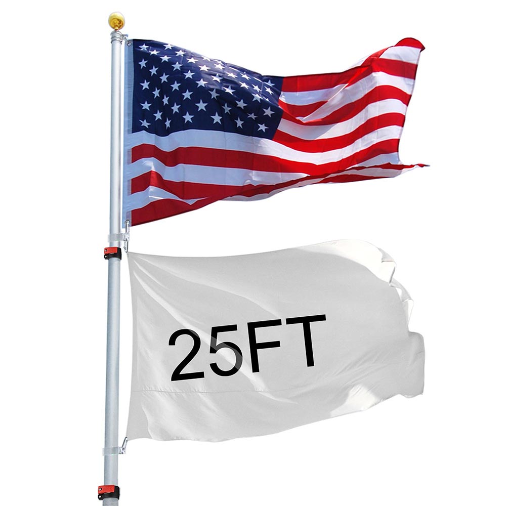 Yescom 25' Telescopic Flag Pole and Flag Kit with Regal Eagle