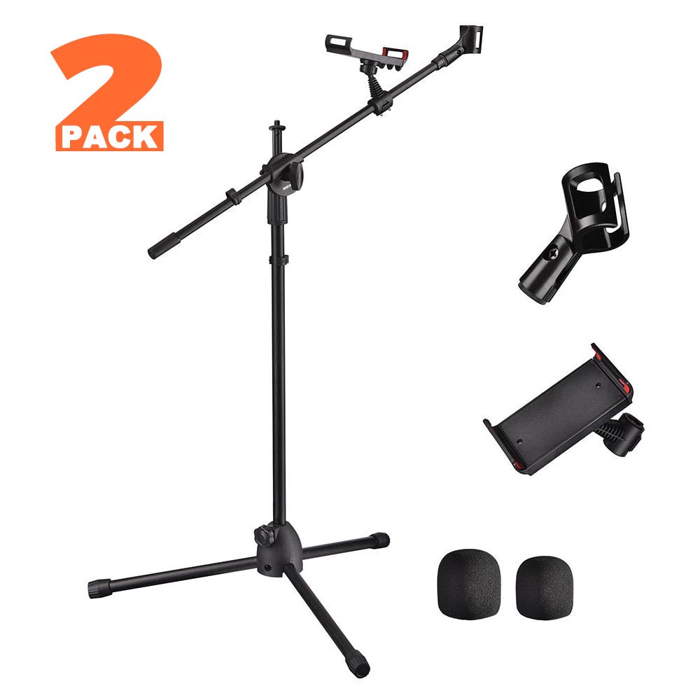 Yescom Studio Mic Stand with Boom Mic Clip Phone Holder H5'11