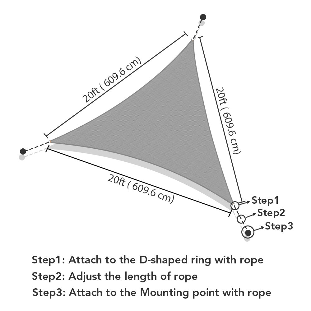 Yescom Patio Triangle Sun Sail Shade Canopy 20ft