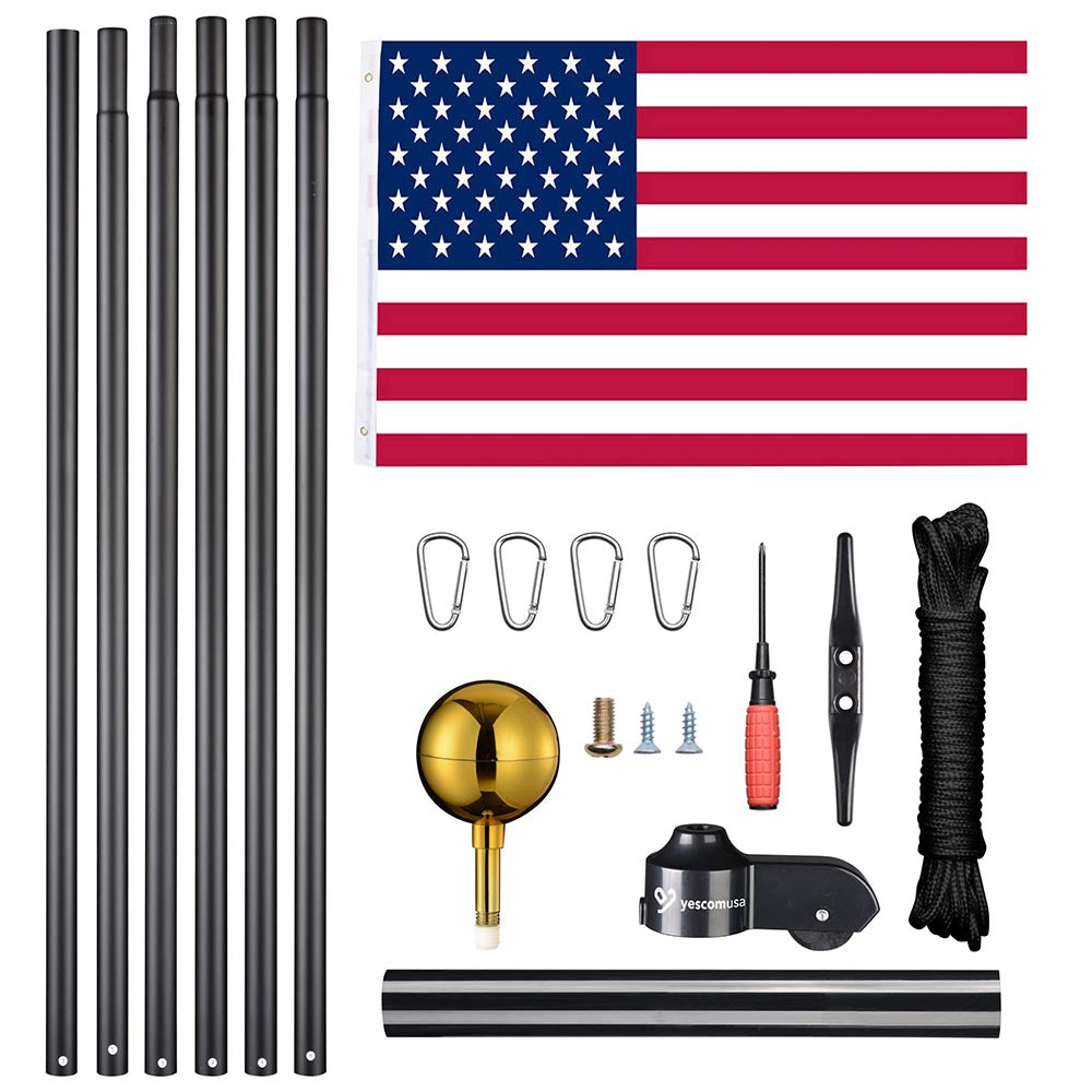 Yescom American Aluminum Sectional Flag Pole Set 30'