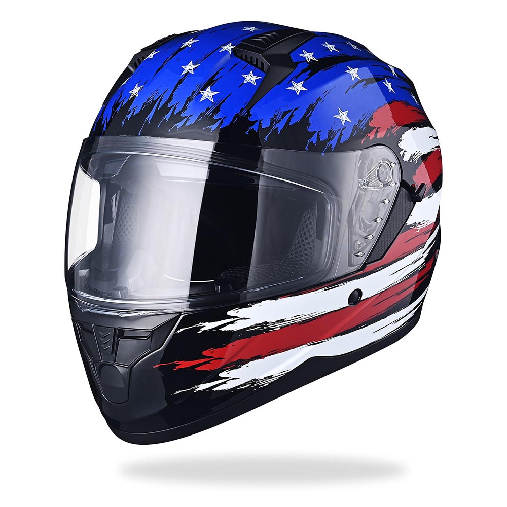 AHR RUN-F DOT Full Face Helmet Dual Visor Flag