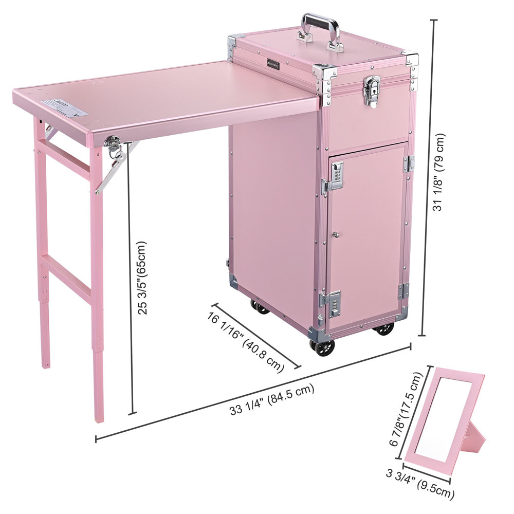 Byootique Nail Table Makeup Station Speaker Drawers Mirror